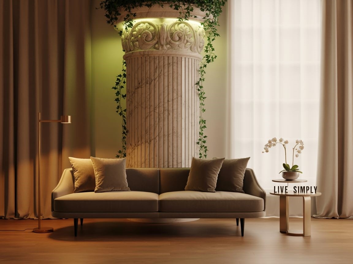 nowoczesny salon z kolumną